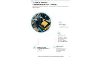 Scope Of Work For Electronics Business Services One Pager Sample Example Document