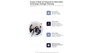 Scope Of Work For Proposal For Information Technology Strategic Planning One Pager Sample Example Document