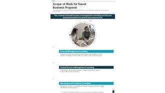 Scope Of Work For Travel Business Proposal One Pager Sample Example Document