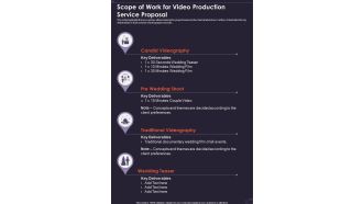 Scope Of Work For Video Production Service Proposal One Pager Sample Example Document