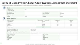 Scope Of Work Project Change Order Request Management Document Sample PDF