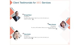 Search Engine Optimization Utilities Proposal Client Testimonials For SEO Services Brochure PDF