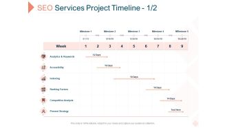 Search Engine Optimization Utilities Proposal SEO Services Project Timeline Analytics Icons PDF