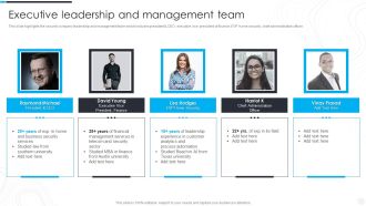 Security Camera System Company Profile Executive Leadership And Management Team Designs PDF