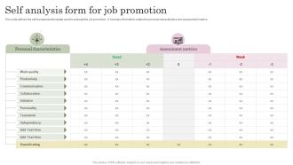 Self Analysis Form For Job Promotion Themes PDF