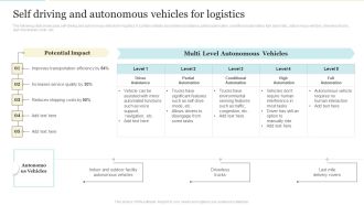 Self Driving And Autonomous Vehicles For Logistics Diagrams PDF