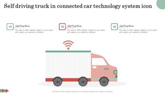 Self Driving Truck In Connected Car Technology System Icon Brochure PDF