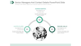 Senior Managers And Contact Details Powerpoint Slide