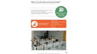 Service Center Proposal Why Our Call Center Service Provider One Pager Sample Example Document