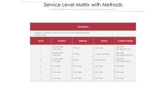 Service Level Matrix With Methods Ppt PowerPoint Presentation Gallery Themes PDF