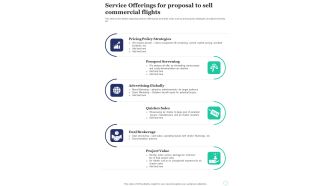 Service Offerings For Proposal To Sell Commercial Flights One Pager Sample Example Document
