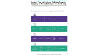 Session Plan Business Wellness Program Proposal Promote One Pager Sample Example Document
