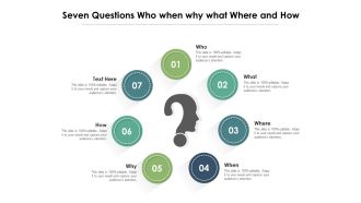Seven Questions Who When Why What Where And How Ppt PowerPoint Presentation Ideas Introduction PDF