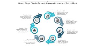 Seven Steps Circular Process Arrows With Icons And Text Holders Ppt Powerpoint Presentation Show Clipart