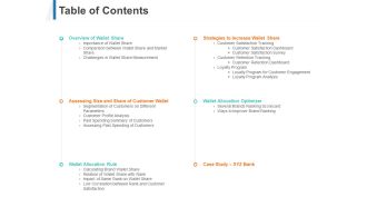 Share Of Wallet Table Of Contents Ppt Infographics Influencers PDF