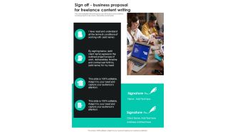 Sign Off Business Proposal For Freelance Content Writing One Pager Sample Example Document