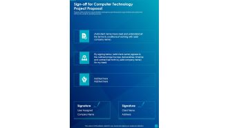 Sign Off For Computer Technology Project Proposal One Pager Sample Example Document