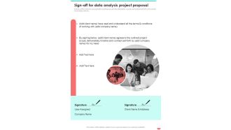 Sign Off For Data Analysis Project Proposal One Pager Sample Example Document