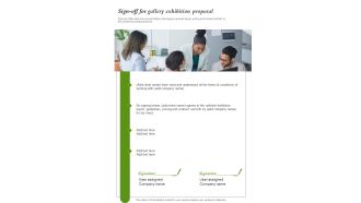 Sign Off For Gallery Exhibition Proposal One Pager Sample Example Document