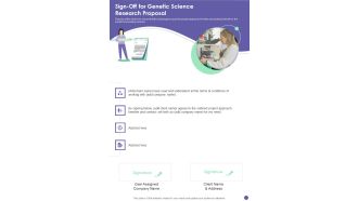 Sign Off For Genetic Science Research Proposal One Pager Sample Example Document