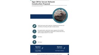 Sign Off For Secure Network Construction Proposal One Pager Sample Example Document