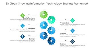 Six Gears Showing Information Technology Business Framework Ppt PowerPoint Presentation File Designs PDF