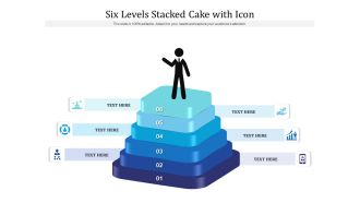Six Levels Stacked Cake With Icon Ppt PowerPoint Presentation Inspiration Microsoft PDF