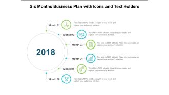 Six Months Business Plan With Icons And Text Holders Ppt PowerPoint Presentation Portfolio Example File