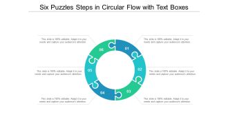 Six Puzzles Steps In Circular Flow With Text Boxes Ppt Powerpoint Presentation Slides Display