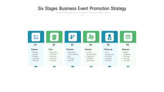 Six Stages Business Event Promotion Strategy Ppt PowerPoint Presentation Gallery Vector PDF