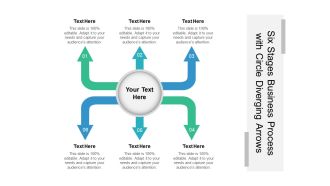 Six Stages Business Process With Circle Diverging Arrows Ppt PowerPoint Presentation Outline Format PDF
