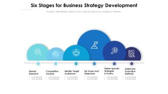 Six Stages For Business Strategy Development Ppt PowerPoint Presentation File Layout Ideas PDF