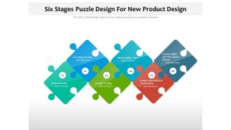 Six Stages Puzzle Design For New Product Design Ppt PowerPoint Presentation Layouts Example File PDF