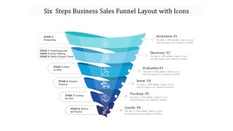 Six Steps Business Sales Funnel Layout With Icons Ppt PowerPoint Presentation File Slide Portrait PDF