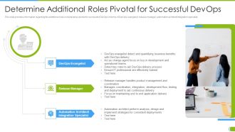 Software Development And IT Operations Infrastructure Development IT Determine Additional Roles Pivotal Structure PDF
