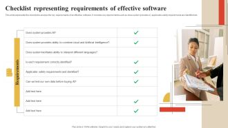 Software Implementation Technique Checklist Representing Requirements Of Effective Software Themes PDF