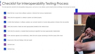 Software Interoperability Examination IT Checklist For Interoperability Testing Infographics PDF