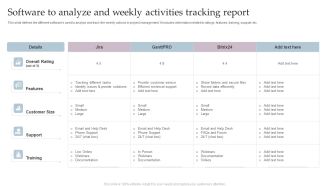 Software To Analyze And Weekly Activities Tracking Report Microsoft PDF