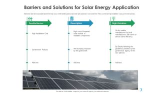 Solar System Implementation And Support Service Barriers And Solutions For Solar Energy Application Graphics PDF