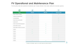 Solar System Implementation And Support Service PV Operational And Maintenance Plan Template PDF