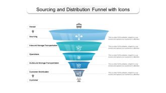 Sourcing And Distribution Funnel With Icons Ppt PowerPoint Presentation Styles Grid