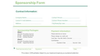 Sponsorship Form Ppt PowerPoint Presentation Ideas Vector