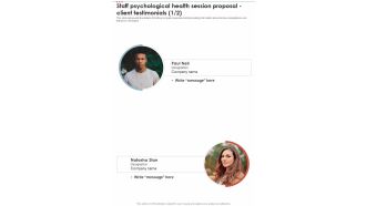 Staff Psychological Health Session Proposal Client Testimonials One Pager Sample Example Document