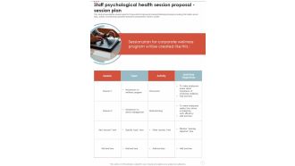 Staff Psychological Health Session Proposal Session Plan One Pager Sample Example Document