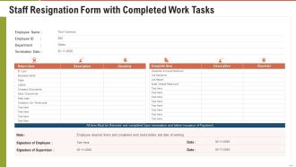 Staff Resignation Form With Completed Work Tasks Ppt Picture PDF