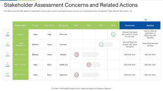 Stakeholder Assessment Concerns And Related Actions Portrait PDF