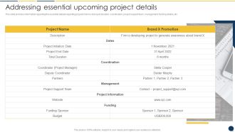 Stakeholder Communication Program Addressing Essential Upcoming Project Details Graphics PDF
