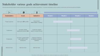 Stakeholder Various Goals Achievement Timeline Sample PDF