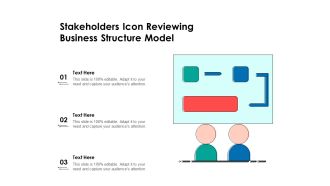 Stakeholders Icon Reviewing Business Structure Model Ppt PowerPoint Presentation Model Graphics PDF