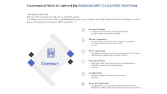 Statement Of Work And Contract For Android App Developers Proposal Ppt PowerPoint Presentation Icon Topics